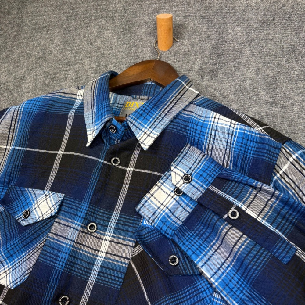 Dixxon Flannel Culloden Mens XLT Blue Black Plaid D-Tech Button Down Shirt